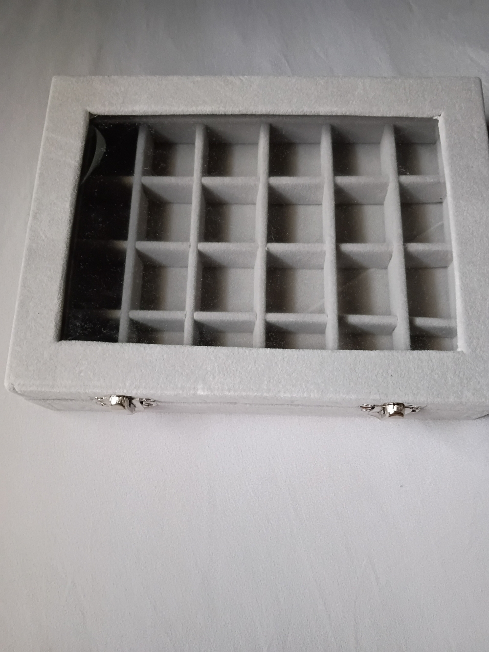 Gray Jewelry Organizer Box with Clear Window Lid
